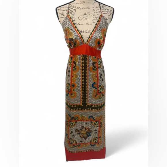 Donna Morgan Silk Wedding Guest Maxi Dress Sz 14 EUC - Picture 1 of 7